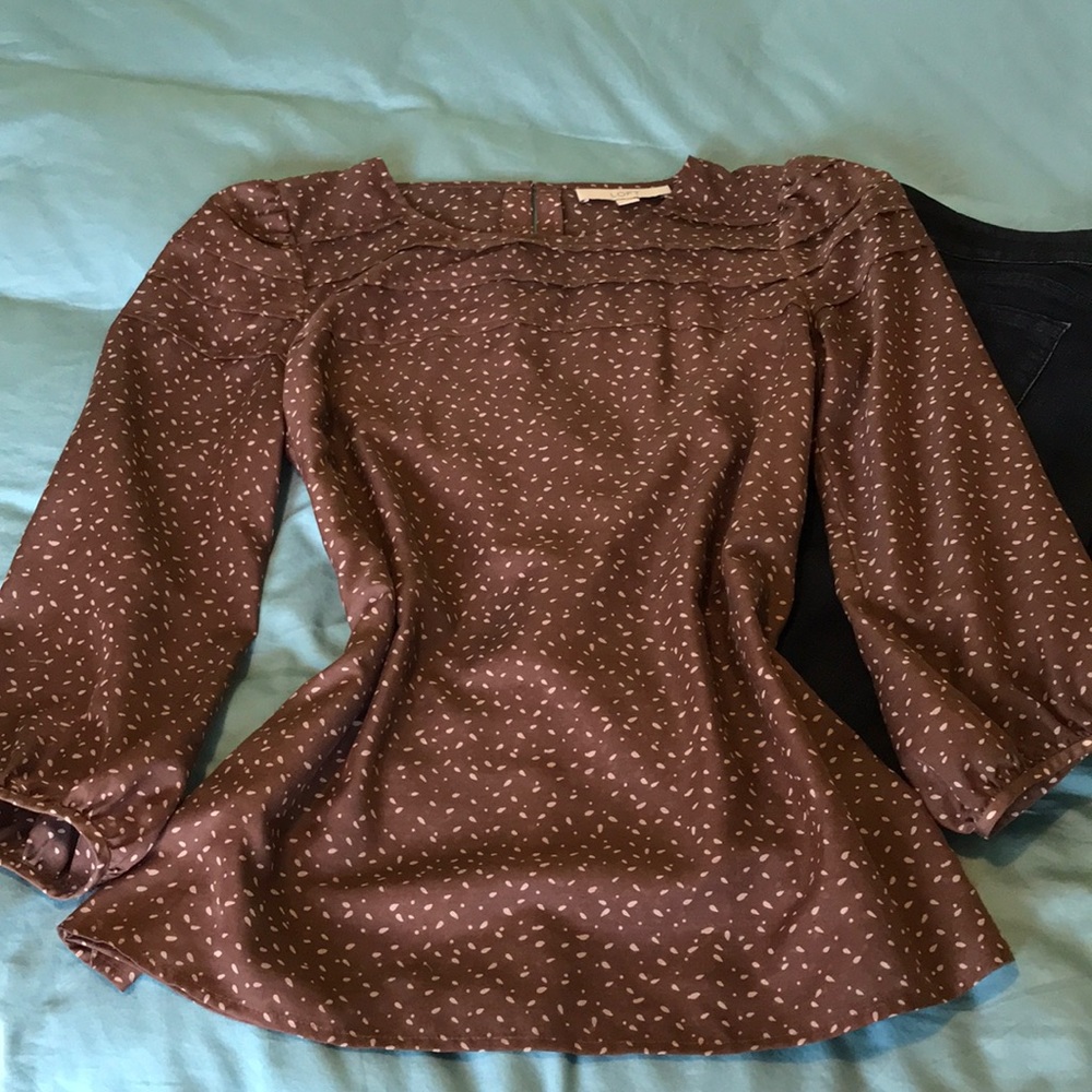 Ann Taylor LOFT brown and cream top
